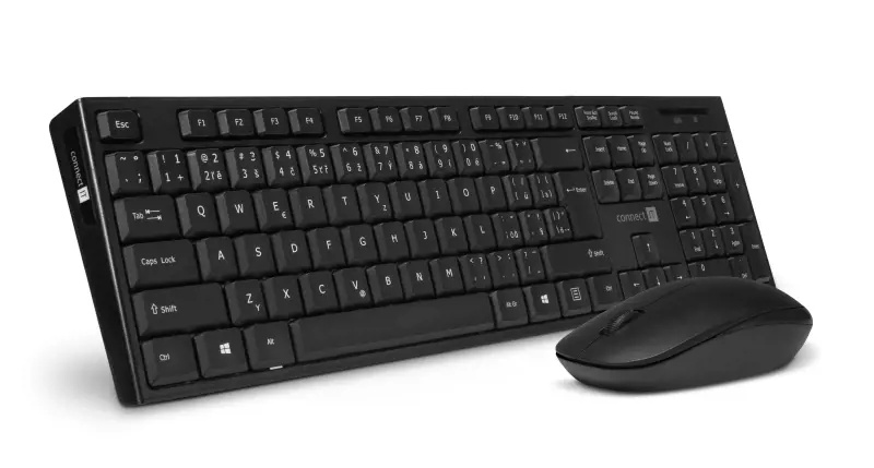 CONNECT IT Combo bezdrátová černá klávesnice + myš, (+1x AAA +1x AA baterie zdarma), CZ + SK layout Černá