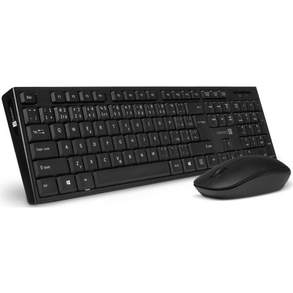 CONNECT IT Combo bezdrátová černá klávesnice + myš, (+1x AAA +1x AA baterie zdarma), CZ + SK layout Černá
