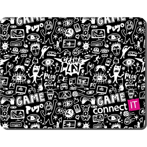 CONNECT IT DOODLE podložka pod myš, vel. S (320 × 245 mm) Černá/bílá