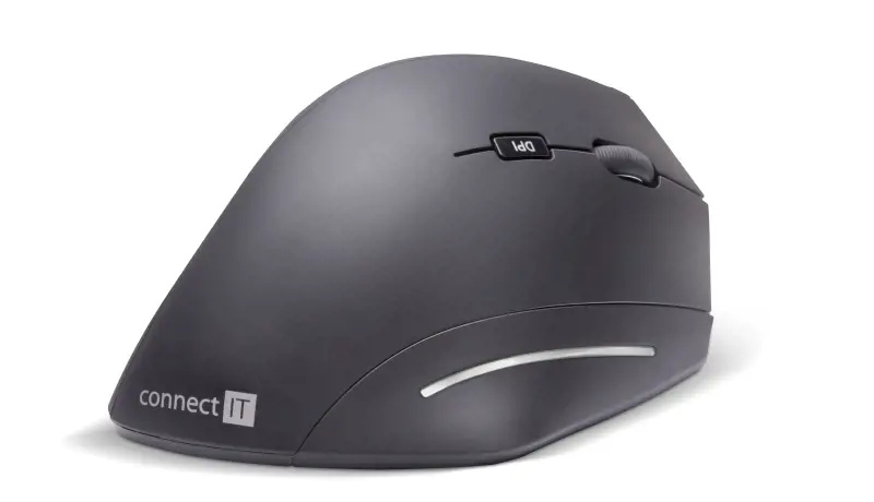 CONNECT IT FOR HEALTH ergonomická vertikální myš, (+ 2x AAA baterie zdarma), bezdrátová Černá