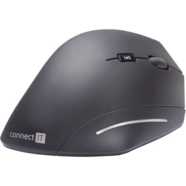 CONNECT IT FOR HEALTH ergonomická vertikální myš, (+ 2x AAA baterie zdarma), bezdrátová Černá