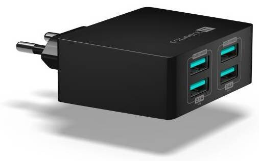Nabíječka do sítě Connect IT Fast Charge / 4x USB / černá Varianta: ivi1
