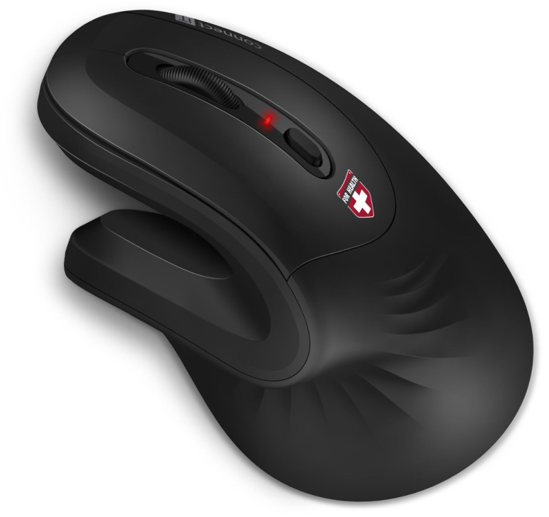 CONNECT IT FOR HEALTH ergonomická vertikální myš, (+ 1x AA baterie zdarma), bezdrátová, ČERNÁ Černá