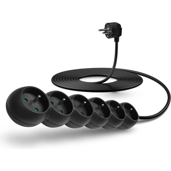 CONNECT IT prodlužovací kabel 230 V, 6 zásuvek, 5 m, bez vypínače (černý) CES-1320-BK Černá