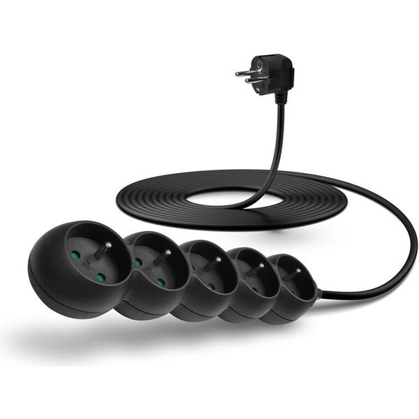 CONNECT IT prodlužovací kabel 230 V, 5 zásuvek, 5 m, bez vypínače (černý) CES-1323-BK Černá