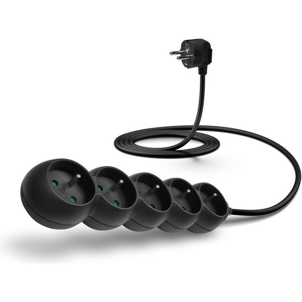 CONNECT IT prodlužovací kabel 230 V, 5 zásuvek, 2 m, bez vypínače (černý) CES-1325-BK Černá