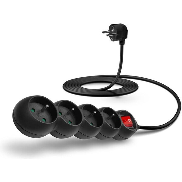 CONNECT IT prodlužovací kabel 230 V, 4 zásuvky, 3 m, s vypínačem (černý) CES-1011-BK Černá