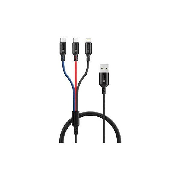Connect IT CCA-2051-BK 3in1 USB-C & Micro USB & Lightning, 1,2m Černá