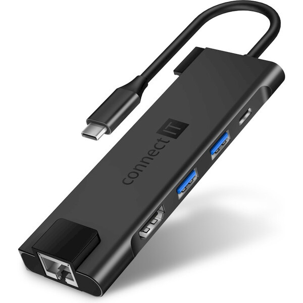 CONNECT IT USB-C hub 5v1 antracitový Antracitová