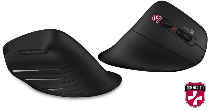 CONNECT IT FOR HEALTH Verti TriMode ergonomická vertikální myš, bezdrátová černá CMO-2880-BK Černá