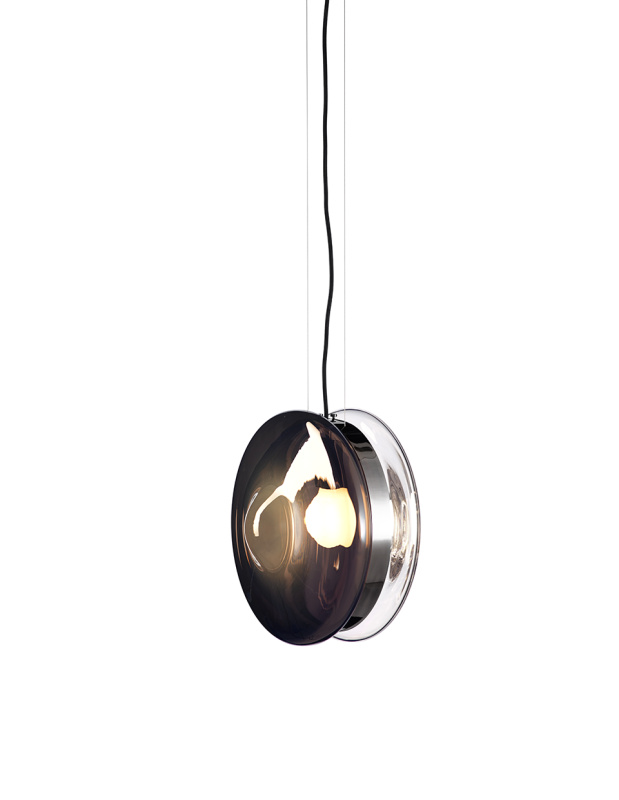 Bomma Luxusní závěsné svítidlo Orbital ⌀ 36 cm Povrch Montury: Patinovaná zlatá, Barva skla: Čirá + černá