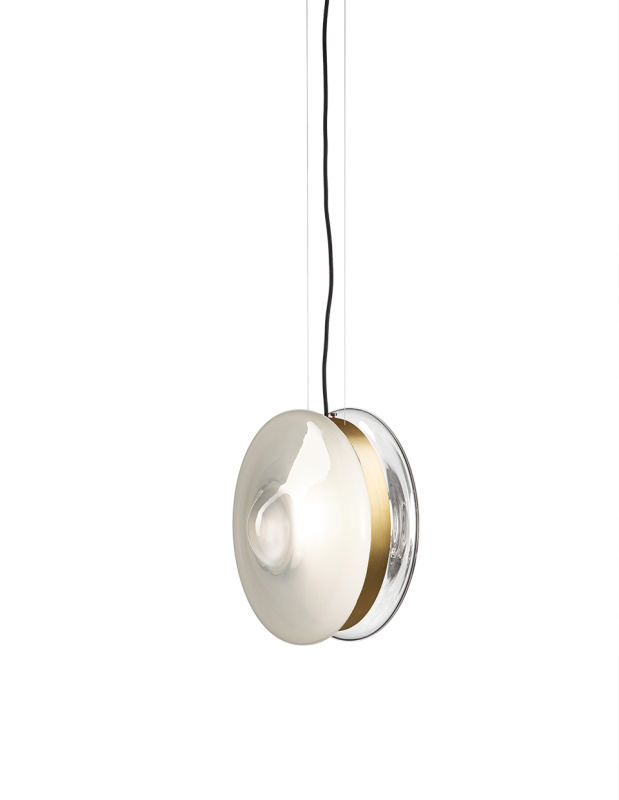 Bomma Luxusní závěsné svítidlo Orbital ⌀ 36 cm Povrch Montury: Stříbrná, Barva skla: Měsíční čirá