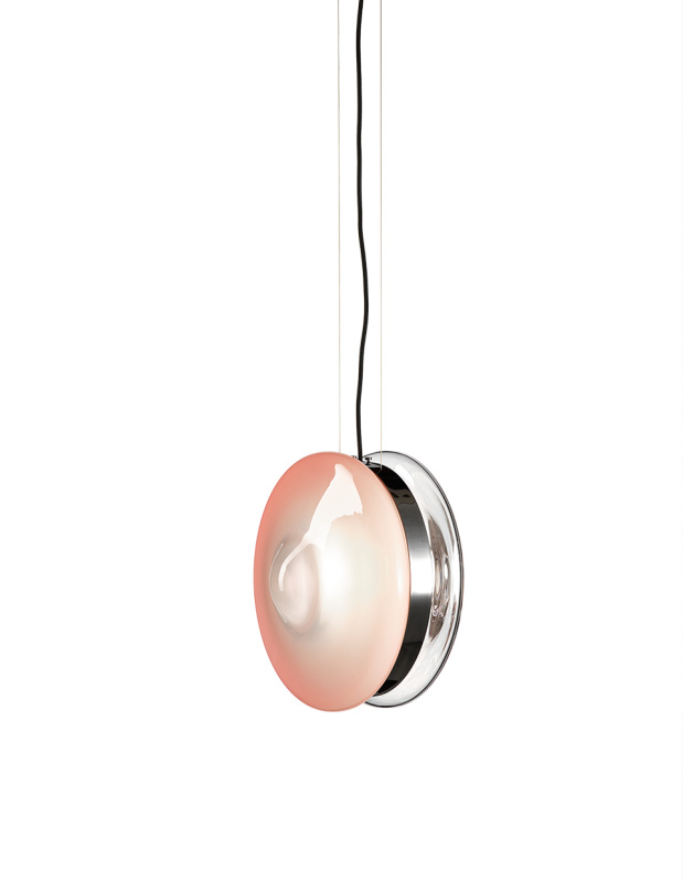 Bomma Luxusní závěsné svítidlo Orbital ⌀ 36 cm Povrch Montury: Stříbrná, Barva skla: Čirá + růžová