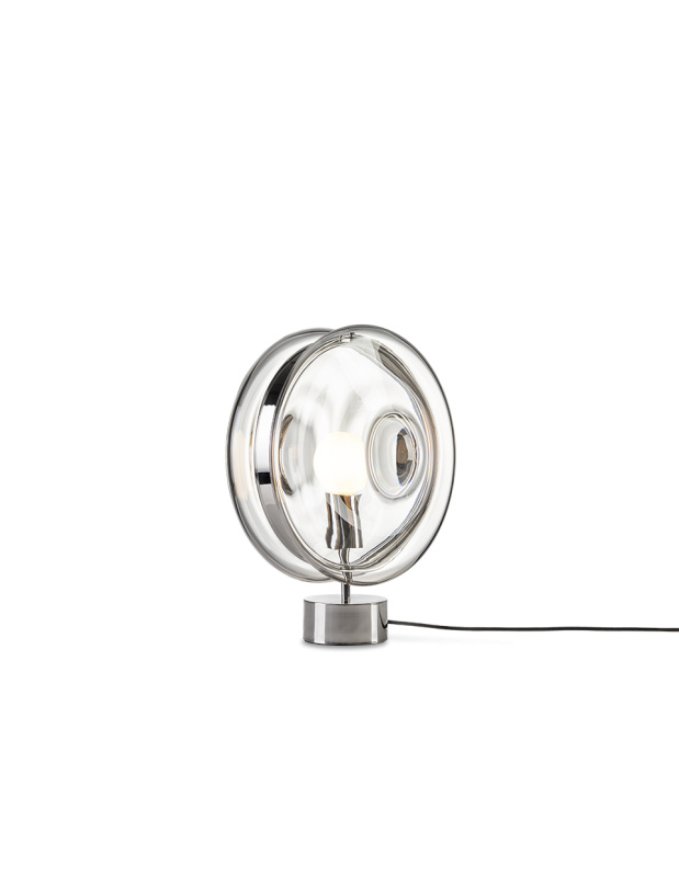 Luxusní stolní lampa Bomma Orbital Povrch Montury: Stříbrná, Barva skla: Čirá + Bílá