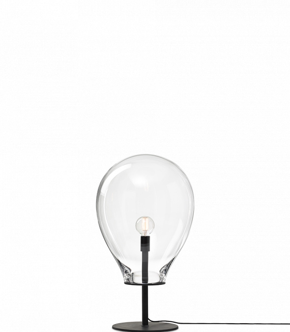Bomma Luxusní stojací lampa Tim small ø 50 cm Barva: Čiré sklo, Povrch Montury: Černá