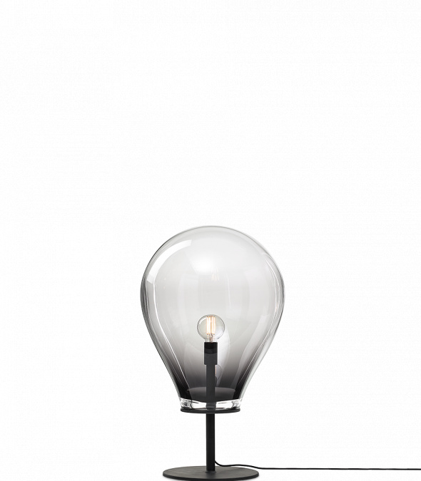 Bomma Luxusní stojací lampa Tim small ø 50 cm Barva: Kouřové sklo, Povrch Montury: Černá