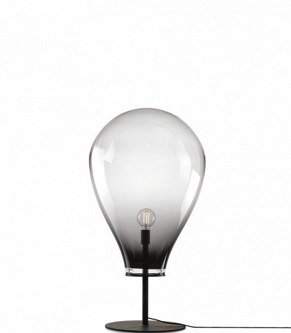 Bomma Luxusní stojací lampa Tim large, ø 65 cm Barva: Kouřové sklo, Povrch Montury: Černá