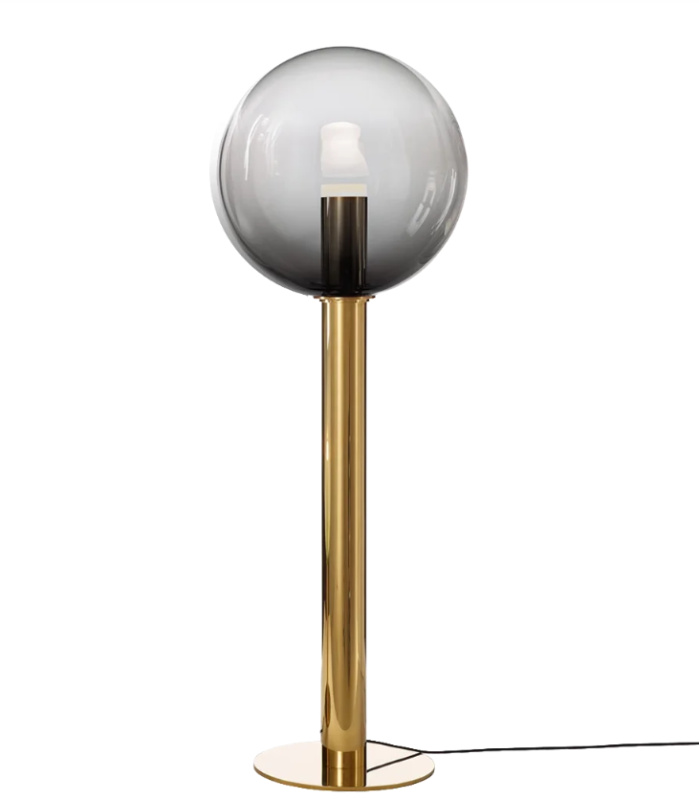 Luxusní stojací lampa Bomma Phenomena, large ball Barva skla: Čirá, Barva montury: Zlatá