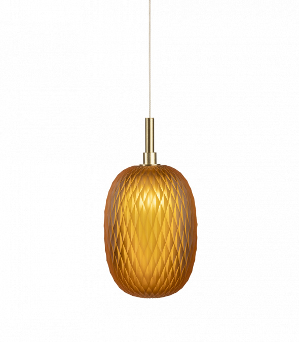 Bomma Luxusní závěsné svítidlo Metamorphosis Large s baldachýnem Barva: Amber, Povrch Montury: Kartáčovaná zlatá
