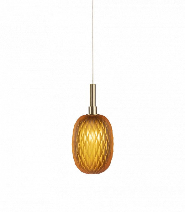 Bomma Luxusní závěsné svítidlo Metamorphosis Small s baldachýnem Barva: Amber, Povrch Montury: Kartáčovaná zlatá