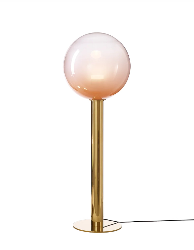 Luxusní stojací lampa Bomma Phenomena, large ball Barva skla: Mint, Barva montury: Kartáčovaná zlatá