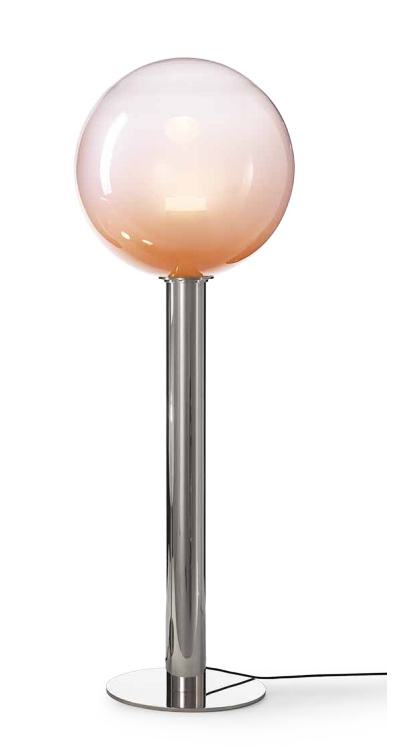 Luxusní stojací lampa Bomma Phenomena, large ball Barva skla: Mint, Barva montury: Kartáčovaná stříbrná