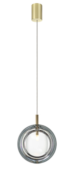 Bomma Luxusní závěsné svítidlo Lens s baldachýnem Barva: Modro-šedá, Povrch Montury: Antracit