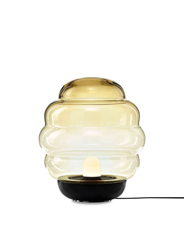 Bomma Luxusní stojací lampa Blimp large, ø 60 cm Stmívání, řízení: Casambi, Barva skla: Amber