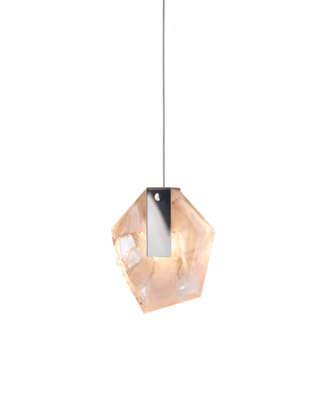 Bomma Luxusní závěsné svítidlo Fragments bez baldachýnu, small Povrch Montury: Antracit, Barva skla: Flamingo mint