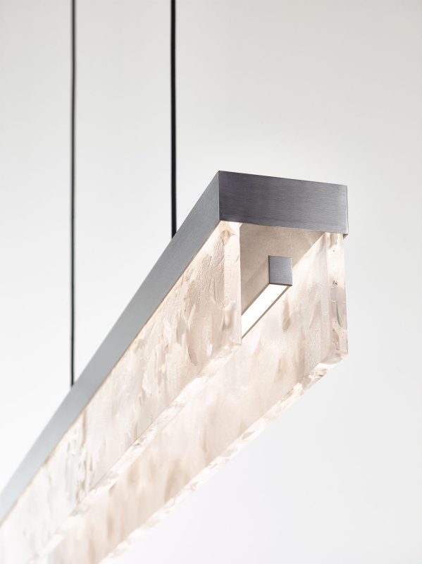 Bomma Luxusní LED závěsné svítidlo Fragment line, bez baldachýnu Stmívání, řízení: TRIAC, Povrch Montury: Kartáčovaná stříbrná, Barva skla: Bílá