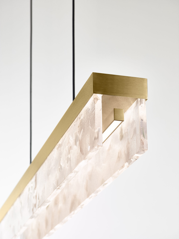 Bomma Luxusní LED závěsné svítidlo Fragment line, bez baldachýnu Stmívání, řízení: TRIAC, Povrch Montury: Kartáčovaná zlatá, Barva skla: Bílá
