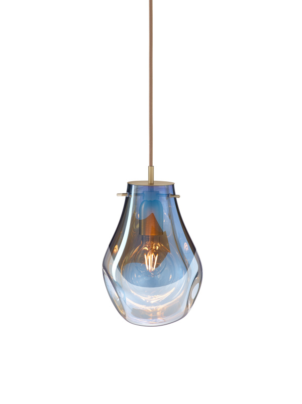 Bomma Luxusní závěsné svítidlo Soap small Barva: Modrá, Montura: s monturou, Barva komponentu: Kartáčovaná zlatá