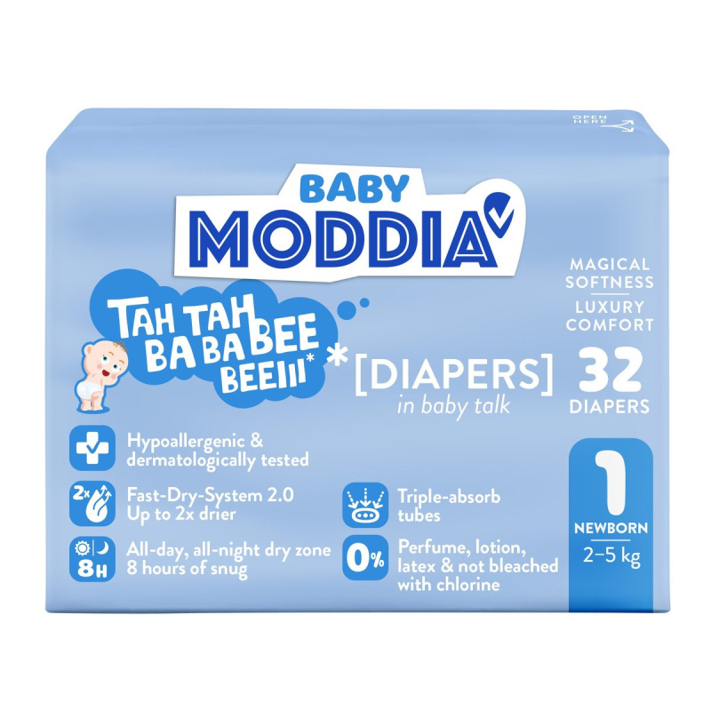 Moddia BABY Jednorázové plenky 1 Newborn (2–5 kg)