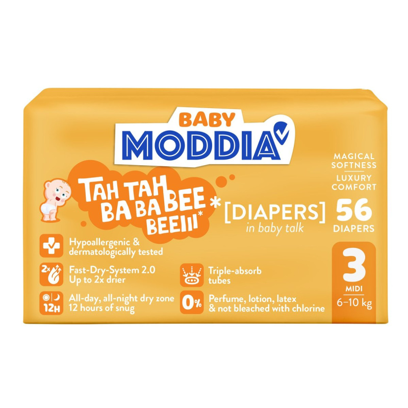 Moddia BABY Jednorázové plenky 3 Midi (6–10 kg)