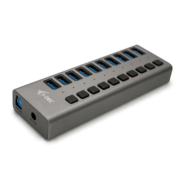 i-tec USB 3.0 Charging HUB 10 Port + Power Adaptér 48 W stříbr