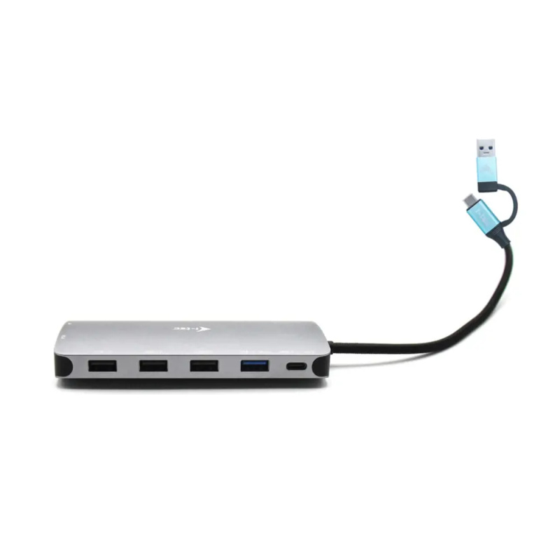 i-Tec USB 3.0 USB-C/Thunderbolt 3x Display Metal Nano Dock with LAN + Power Delivery 100 W CANANOTDO Stříbrná