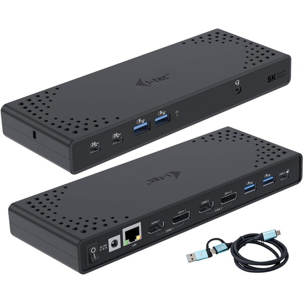 i-tec USB 3.0 / USB-C / Thunderbolt Dual Display dokovací stanice s PD 100W Černá