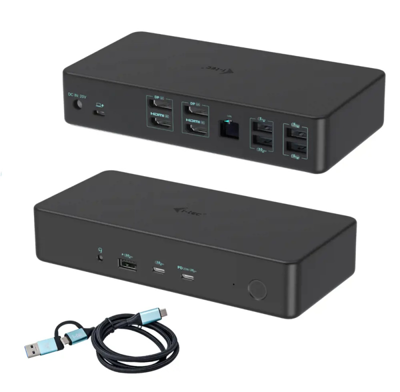 i-tec USB 3.0/USB-C/Thunderbolt 3 Professional Dual 4K Display dokovací stanice Gen2 s PD 100W Černá
