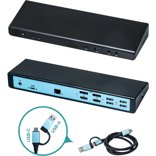i-tec USB 3.0/USB-C/Thunderbolt 3 Professional Dual 4K Display dokovací stanice Gen2 s PD 100W Černá