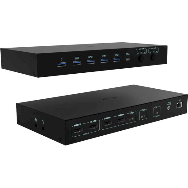 i-tec USB-C KVM Dual Display dokovací stanice Černá