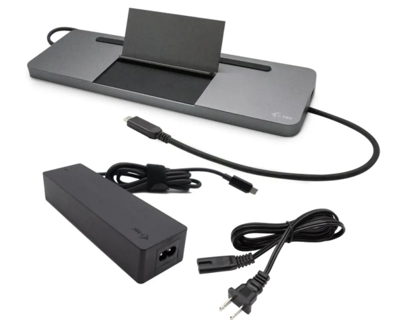 i-tec USB-C Metal Ergonomic 4K 3x Display dokovací stanice + nabíječka Černá