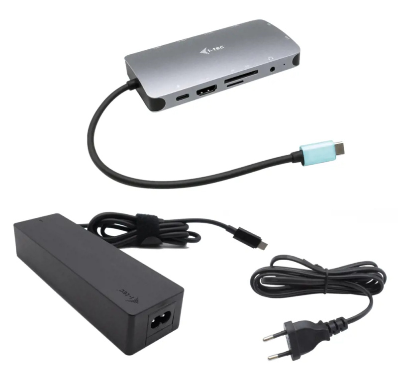 i-tec USB-C Metal Nano Dock HDMI/VGA dokovací stanice + nabíječka Stříbrná