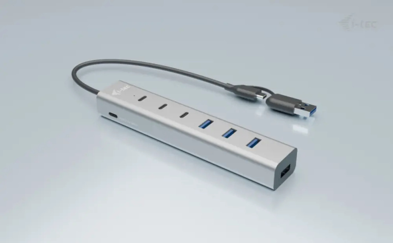 i-tec USB-C/USB-A Hub 7v1 stříbrný Stříbrná