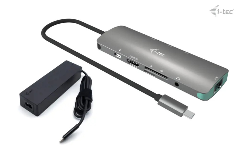 i-tec USB-C Metal Nano dokovací stanice 4K HDMI LAN + nabíječka Stříbrná