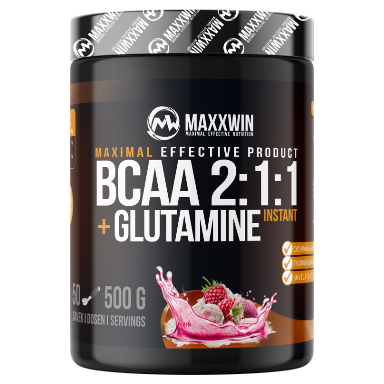 Maxxwin BCAA + GLUTAMINE 500 g - malina 