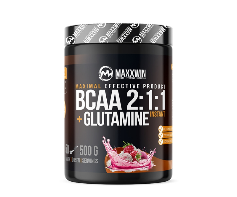 Maxxwin BCAA + GLUTAMINE 500 g - malina 