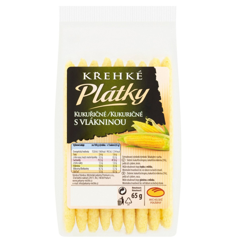 Křehké plátky kukuřičné s vlákninou