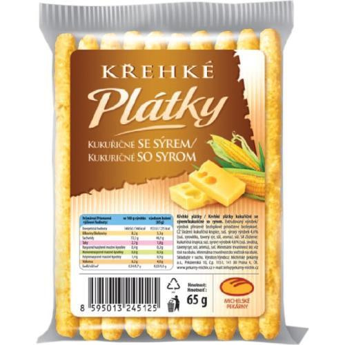 Křehké plátky kukuřičné se sýrem 65g