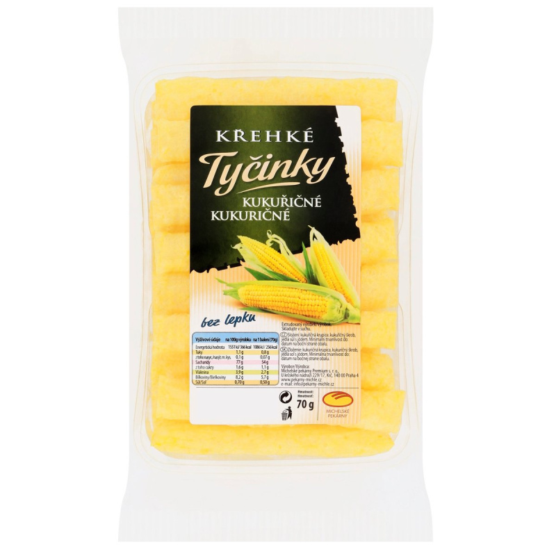 Křehké tyčinky kukuřičné bez lepku