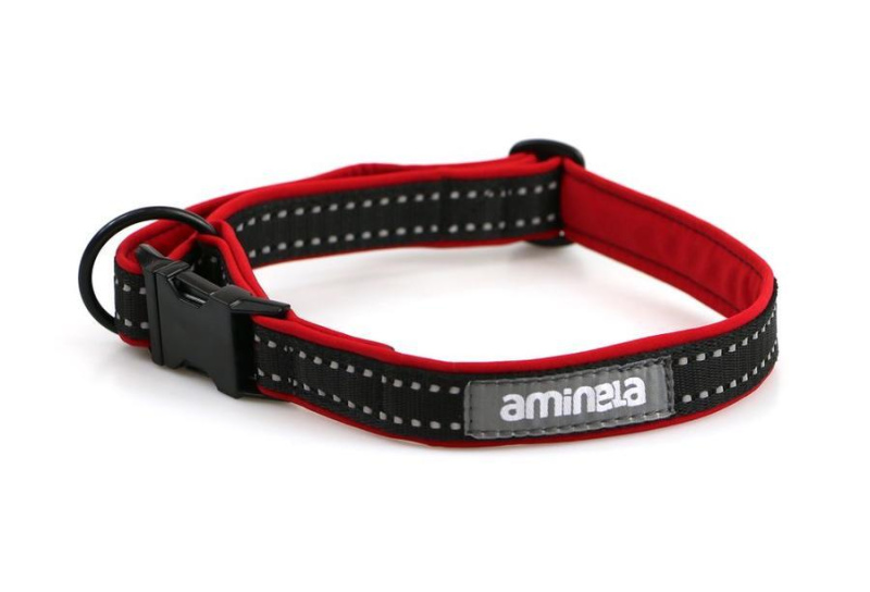 Aminela obojek se sponou Sport & City 35-60cm, červená/černá